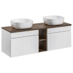 Double meuble de salle de bain à suspendre iconic blanc 120 cm avec le plan et ses 2 vasques smile + ... Double meuble de salle de bain à suspendre iconic blanc 120 cm avec le plan et ses 2 vasques smile + ...
