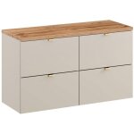 Double meuble sous vasque  suspendre avec le plan chne dalia cachemire 120 cm