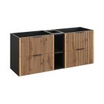 Double meuble sous vasque xilo noir chne 140 cm avec letension noir 20 cm