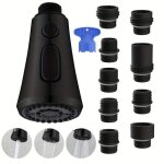 Douchette extractible - largeight - mitigeur cuisine - 3 fonctions de jet - 9 adaptateurs - noir mat Douchette extractible - largeight - mitigeur cuisine - 3 fonctions de jet - 9 adaptateurs - noir mat