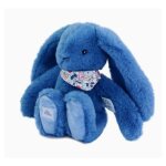 Doudou et compagnie - peluche lapin fleurette bleu 25 cm