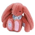 Doudou et compagnie - peluche lapin fleurette terracotta 25 cm