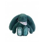 Doudou et compagnie - peluche lapin fleurette vert 25 cm