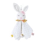 Doudou et lange dapaisement motif lapin blanc doux compagnon pour le sommeil et l�veil de b�b�.