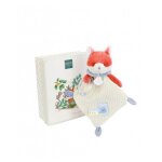 Doudou plat hochet billes - renard romarin - 21 cm