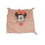 Doudou plat minnie disney orange pois blancs 28 cm