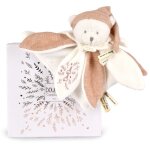 Doudou plat petales ours rose