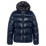 Doudoune � capuche brillante schott columbus bleu marine