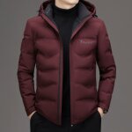 Doudoune a capuche homme duvet de canard chaude hiver - bordeaux