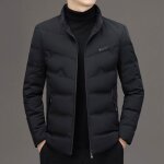 Doudoune col montant homme casual business couleur unie - noir