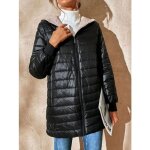 Doudoune femme a capuche doublure polaire manches longues manteaux chic slim mi - longue chaude dhiver ...