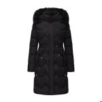 Doudoune femme longue dhiver chaud matelassee � capuche xh665 noir