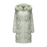 Doudoune femme longue dhiver chaud matelassee � capuche xh665 vert