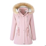 Doudoune femme longue dhiver chaud matelassee � capuche xh668 rose