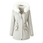 Doudoune femme longue dhiver chaud matelassee � capuche xh669 beige