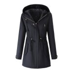 Doudoune femme longue dhiver chaud matelassee � capuche xh671 bleu marine