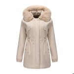 Doudoune femme longue dhiver chaud matelassee � capuche xh681 beige