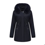 Doudoune femme longue dhiver chaud matelassee � capuche xh681 bleu