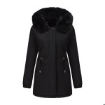 Doudoune femme longue dhiver chaud matelassee � capuche xh681 noir