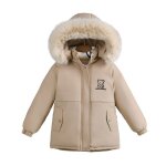Doudoune fille vitata - manteau pais  capuche kaki - chaud et coupe - vent - veste dhiver mi - longue ...