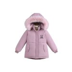 Doudoune fille vitata - manteau pais  capuche rose - chaud et coupe - vent - veste dhiver mi - longue ...