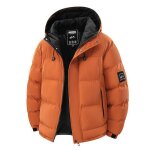 Doudoune homme bicolore hiver col capuche manches longues - rouge