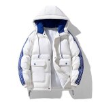 Doudoune homme  capuche hiver chaude casual veste zippee rembourr automne hiver couleur contraste confortabl ...