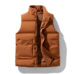 Doudoune homme sans manches col montant automne hiver veste zippee chaude regular fit couleur unie confortable ...