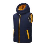 Doudoune sans manches homme  capuche amovible automne hiver casual veste chaude couleur contraste avec ...