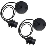 Douille lampe e27 suspension m�tal r�tro 2 pi�ces lustre plafond support de lampe pour luminaire noir ...