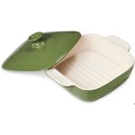 Dowan plat de cuisson avec couvercle cocotte en cramique vert