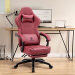 Chaise gaming - dowinx - coussin plat - repose - pieds - support lombaire - bourgogne Chaise gaming - dowinx - coussin plat - repose - pieds - support lombaire - bourgogne
