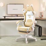 Chaise de jeu - dowinx - �dition chien mignon - ergonomique - repose - pieds - cuir synth�tique