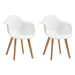 Chaises dowisdoly - scandinave chaise de salle  manger pieds en plastique et bois blanche(lot de 2)