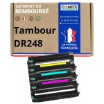 Dr248 - pack de 4 tambour compatible avec brother dr248 noir cyan magenta jaune - comete consommable
