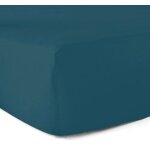 Drap - housse 100% coton 57 fils bleu canard - 80 x 200 cm - bonnet 30 cm