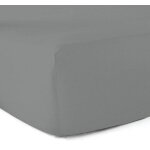 Drap - housse 100% coton 57 fils gris - 80 x 200 cm - bonnet 30 cm
