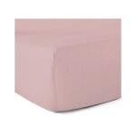 Drap - housse 100% coton 57 fils rose poudr� - 90 x 190 cm - bonnet 30 cm