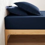 Drap housse - 100% coton - bleu marine - 160 x 200 cm - bonnet 25 cm - lavable en machine