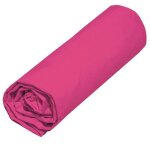 Drap - housse - 100% coton - fuschia - 140 x 190 cm - bonnet 25 cm - 57 fils / cm² Drap - housse - 100% coton - fuschia - 140 x 190 cm - bonnet 25 cm - 57 fils / cm²