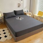Drap housse - 100% coton - gris - 140 x 190 cm - bonnet 25 cm - lavable en machine