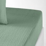 Drap housse 140x190 cm gaze de coton vert givr�e