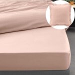Drap - housse 160 x 200 cm percale 78 fils rose + 2 taies 63x63 cm ? qualit� h�tel bonnet 30 cm