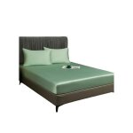 Drap housse - 200x200 cm - �lastique - bambou et polyester - vert respirant