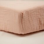 Drap housse 70x140 cm vieux rose - drap housse b�b� en gaze de coton