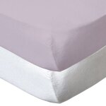 Drap - housse 70x140 cm - lot de 2 - coton blanc / lilas