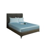 Drap - housse - 90x200 cm - bleu ciel - �lastique tout autour - bambou doux et respirant