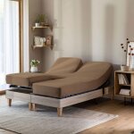 Drap housse caramel pour lit articul� jersey extensible 2x80x200 - marron - terre de nuit