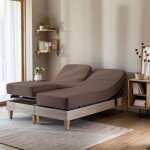 Drap housse noisette pour lit articul� jersey extensible 2x70x190 - marron noisette - terre de nuit