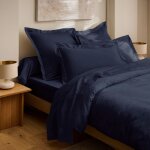 Drap housse prestige 100% satin de coton peign� 120 fils / cm� coton pur - prestige bleu velours - 200 ...